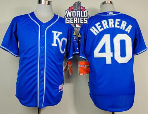 Royals #40 Kelvin Herrera Light Blue Alternate 2 Cool Base W/2015 World Series Patch Stitched MLB Jersey