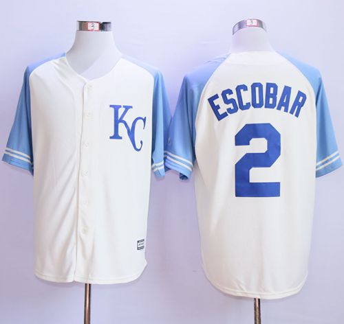 Royals #2 Alcides Escobar Cream Exclusive Vintage Stitched MLB Jersey