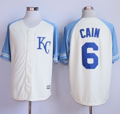 Royals #6 Lorenzo Cain Cream Exclusive Vintage Stitched MLB Jersey