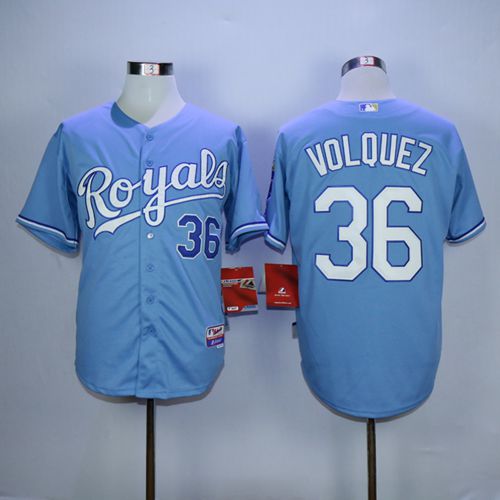 Royals #36 Edinson Volquez Light Blue Alternate 1 Cool Base Stitched MLB Jersey