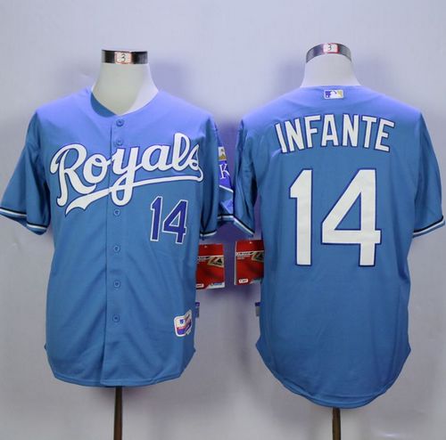 Royals #14 Omar Infante Light Blue Alternate 1 Cool Base Stitched MLB Jersey
