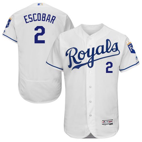 Royals #2 Alcides Escobar White Flexbase Authentic Collection Stitched MLB Jersey