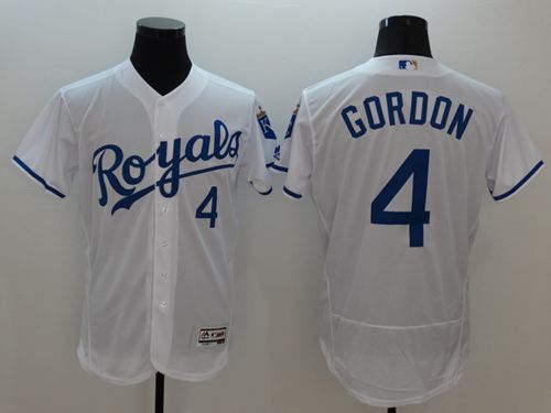 Royals #4 Alex Gordon White Flexbase Authentic Collection Stitched MLB Jersey