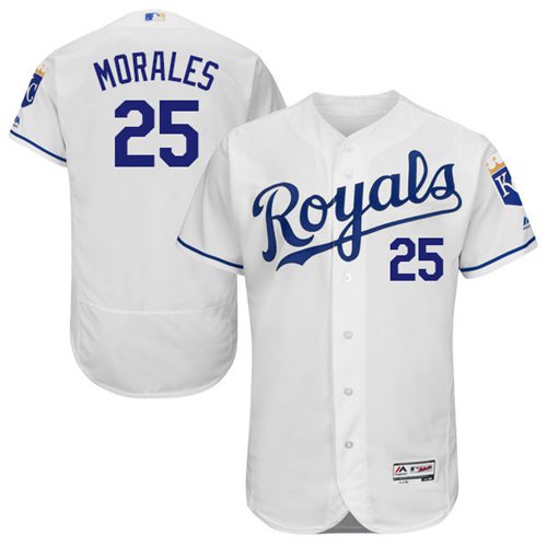 Royals #25 Kendrys Morales White Flexbase Authentic Collection Stitched MLB Jersey
