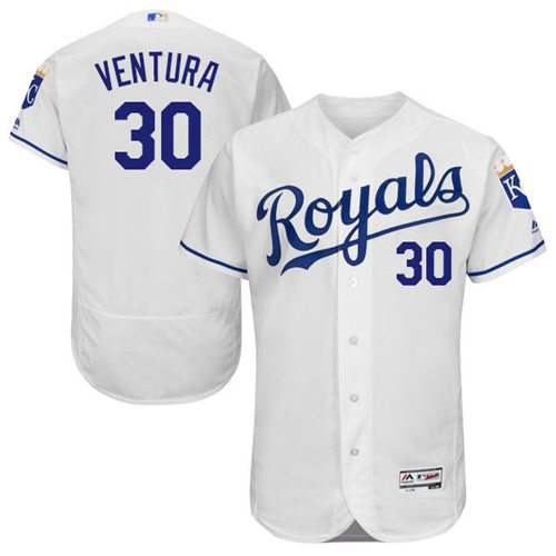 Royals #30 Yordano Ventura White Flexbase Authentic Collection Stitched MLB Jersey