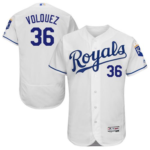Royals #36 Edinson Volquez White Flexbase Authentic Collection Stitched MLB Jersey