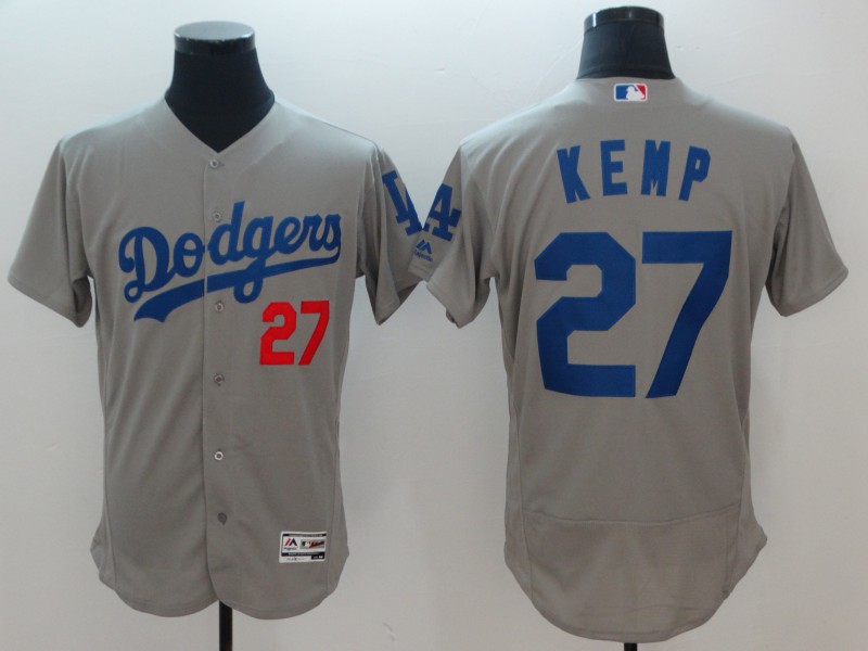 Men's Los Angeles Dodgers #27 Matthew Kemp Gray Flexbase Stitched Jersey