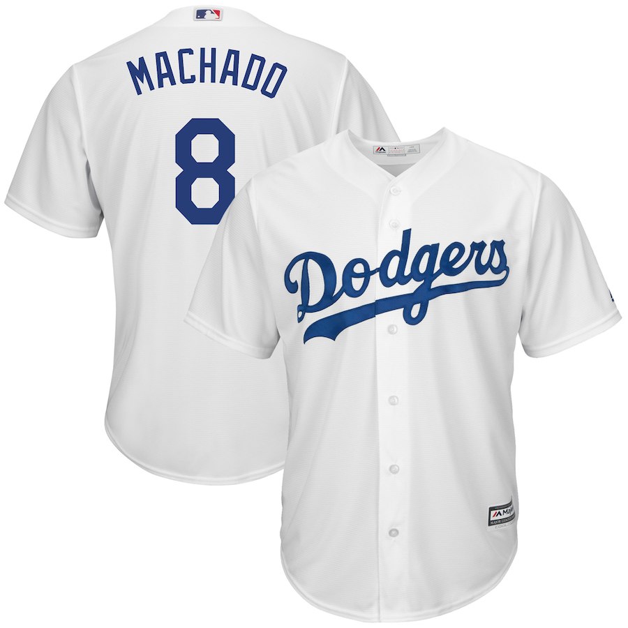Men's Los Angeles Dodgers #8 Manny Machado White Cool Base Stitched MLB Jersey
