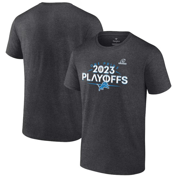 Men's Detroit Lions Heather Charcoal 2023 Playoffs T-Shirt