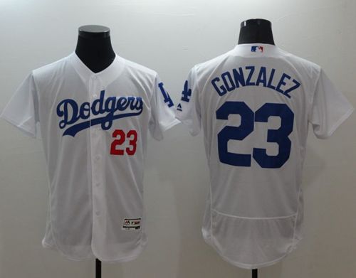Dodgers #23 Adrian Gonzalez White Flexbase Authentic Collection Stitched MLB Jersey