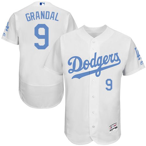 Dodgers #9 Yasmani Grandal White Flexbase Authentic Collection 2016 Father's Day Stitched MLB Jersey