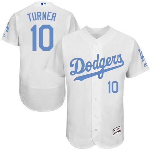 Dodgers #10 Justin Turner White Flexbase Authentic Collection 2016 Father's Day Stitched MLB Jersey