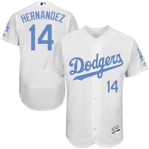 Dodgers #14 Enrique Hernandez White Flexbase Authentic Collection 2016 Father's Day Stitched MLB Jersey
