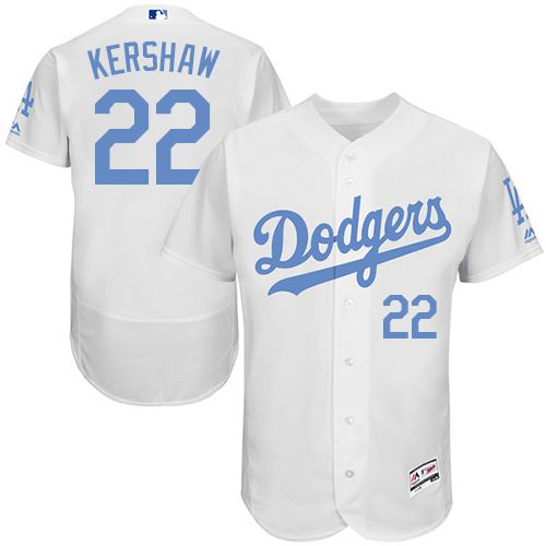 Dodgers #22 Clayton Kershaw White Flexbase Authentic Collection 2016 Father's Day Stitched MLB Jersey