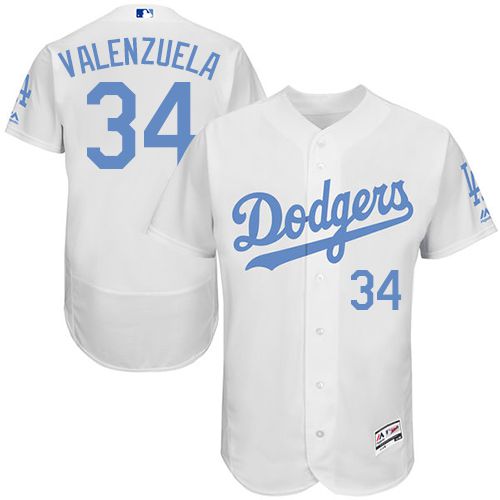 Dodgers #34 Fernando Valenzuela White Flexbase Authentic Collection ...