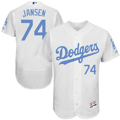 Dodgers #74 Kenley Jansen White Flexbase Authentic Collection 2016 Father's Day Stitched MLB Jersey