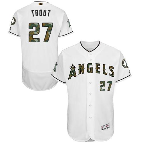Angels of Anaheim #27 Mike Trout White Flexbase Authentic Collection 2016 Memorial Day Stitched MLB Jersey