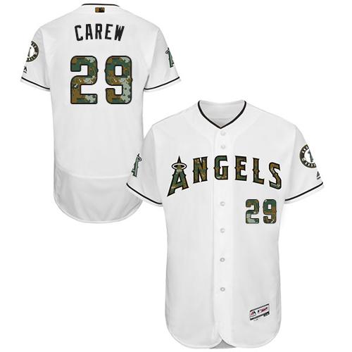 Angels of Anaheim #29 Rod Carew White Flexbase Authentic Collection 2016 Memorial Day Stitched MLB Jersey