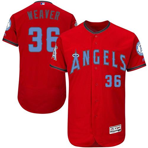 Angels of Anaheim #36 Jered Weaver Red Flexbase Authentic Collection 2016 Father's Day Stitched MLB Jersey