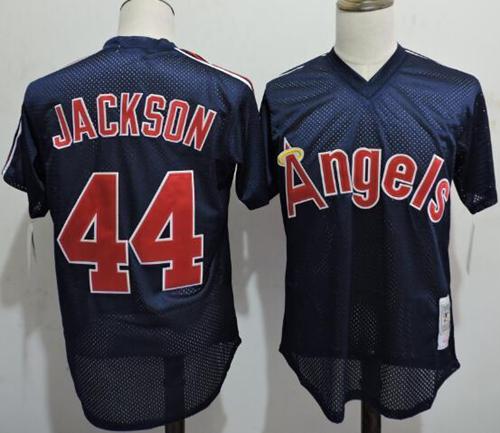 Mitchell And Ness Angels of Anaheim #44 Reggie Jackson Navy Blue Throwback Stitched MLB Jersey