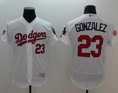 Dodgers #23 Adrian Gonzalez White Fashion Stars & Stripes Flexbase Authentic Stitched MLB Jersey