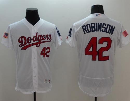Dodgers #42 Jackie Robinson White Fashion Stars & Stripes Flexbase Authentic Stitched MLB Jersey