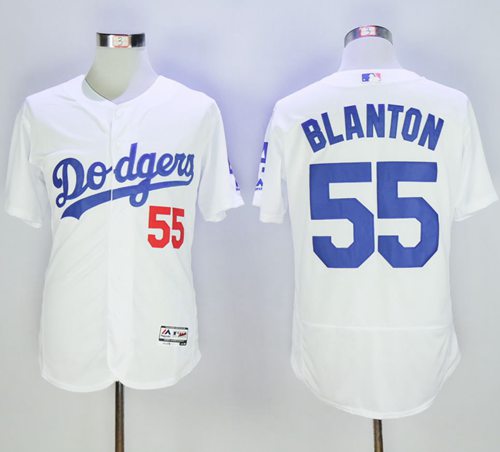 Dodgers #55 Joe Blanton White Flexbase Authentic Collection Stitched MLB Jersey