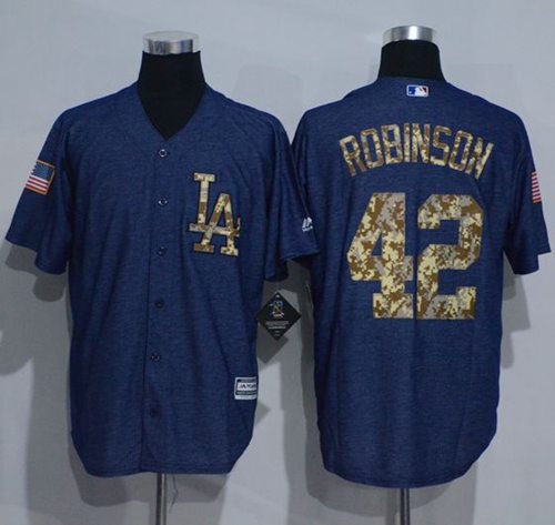 Dodgers #42 Jackie Robinson Denim Blue Salute to Service Stitched MLB Jersey