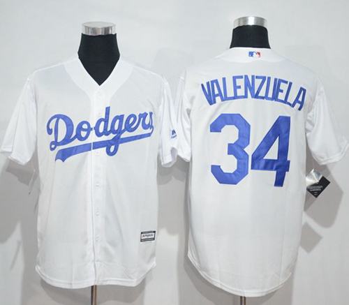 Dodgers #34 Fernando Valenzuela White New Cool Base Stitched MLB Jersey