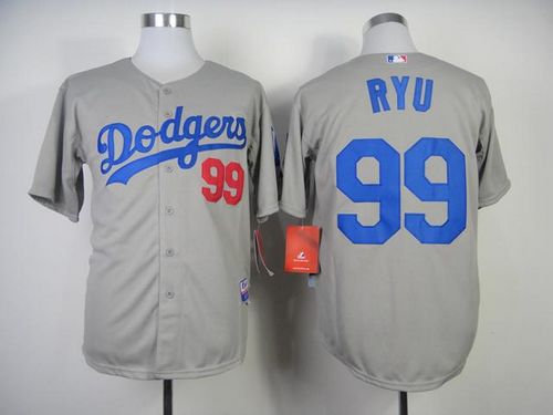Dodgers #99 Hyun-Jin Ryu Grey Cool Base Stitched MLB Jersey