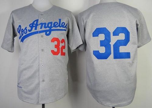 Mitchell And Ness 1963 Dodgers #32 Sandy Koufax Gray Throwback Stitched MLB Jersey