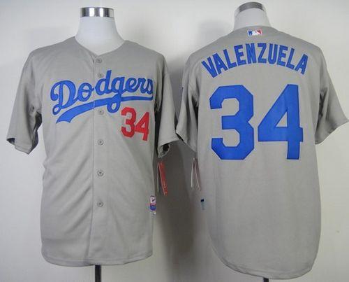 Dodgers 34 Fernando Valenzuela Stitched Grey Cool Base