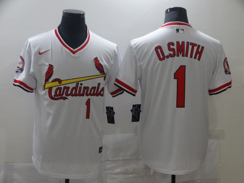 Cardinals #1 Ozzie Smith White Stitched MLB Jersey
