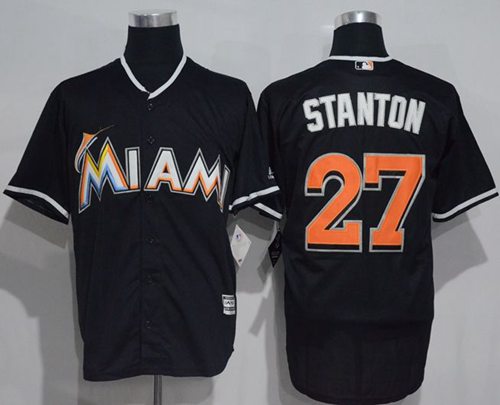 marlins #27 Giancarlo Stanton Black New Cool Base Stitched MLB Jersey