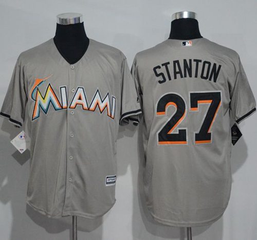 marlins #27 Giancarlo Stanton Grey New Cool Base Stitched MLB Jersey