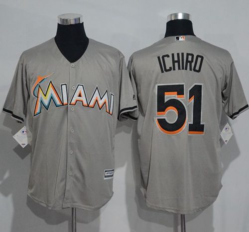 marlins #51 Ichiro Suzuki Grey New Cool Base Stitched MLB Jersey