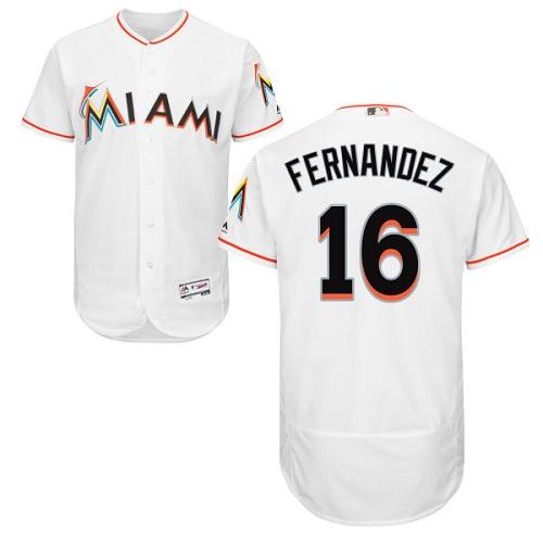 marlins #16 Jose Fernandez White Flexbase Authentic Collection Stitched MLB Jersey