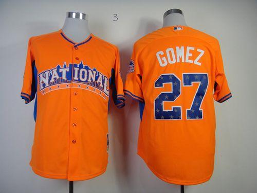 Brewers #27 Carlos Gomez Orange All-Star 2013 National League Stitched MLB Jersey