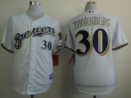 Brewers #30 Tyler Thornburg White Cool Base Stitche MLB Jersey