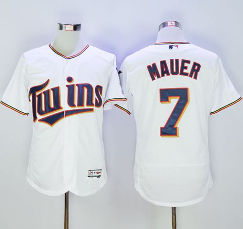 Twins #7 Joe Mauer White Flexbase Authentic Collection Stitched MLB Jersey