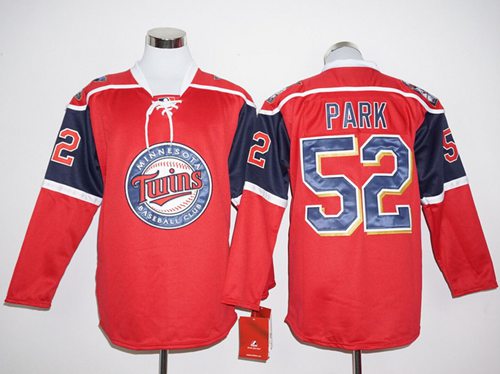 Twins #52 Byung-Ho Park Red Long Sleeve Stitched MLB Jersey