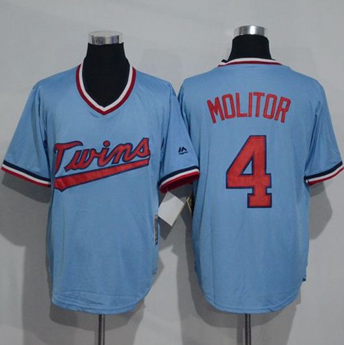 Twins #4 Paul Molitor Light Blue Cooperstown Throwback Stitched MLB Jersey