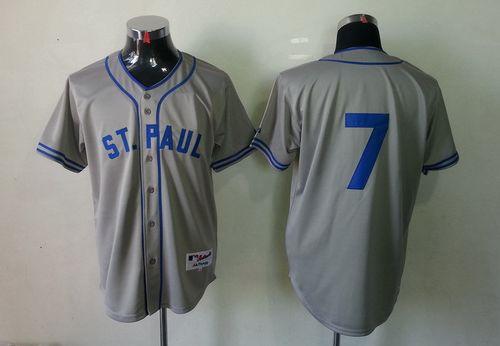 Twins #7 Joe Mauer Grey 1948 St. Paul Saints Turn Back The Clock Stitched MLB Jersey