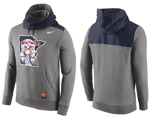 Men's Minnesota Twins Nike Gray Cooperstown Collection Hybrid Pullover Hoodie