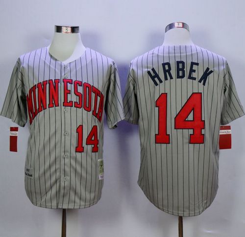Mitchell And Ness 1987 Twins #14 Kent Hrbek Grey Throwback Stitched MLB Jersey