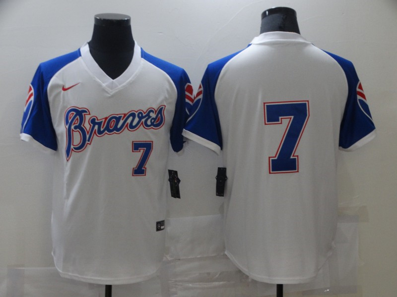 Men's Atlanta Braves #7 Cool Base Stitched MLB Jersey