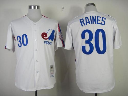 Mitchell And Ness Expos #30 Tim Raines White Throwback Stitched MLB Jersey