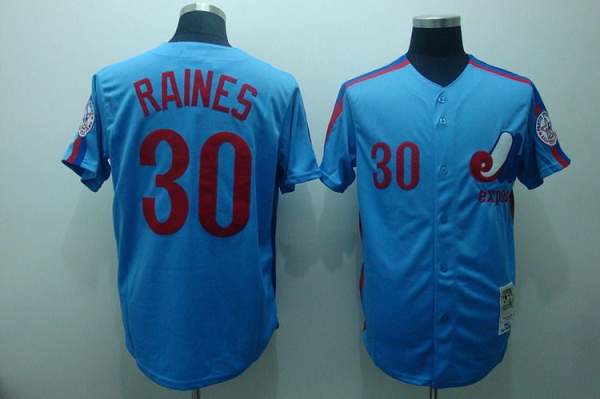 Mitchell and Ness Expos #30 Tim Raines Stitched Blue Throwback MLB Jersey