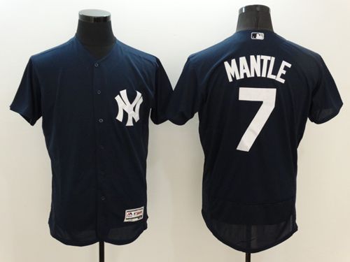 Yankees #7 Mickey Mantle Navy Blue Flexbase Authentic Collection Stitched MLB Jersey