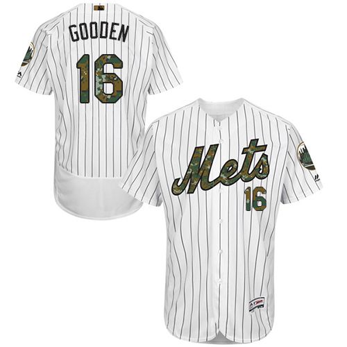 Mets #16 Dwight Gooden White(Blue Strip) Flexbase Authentic Collection 2016 Memorial Day Stitched MLB Jersey